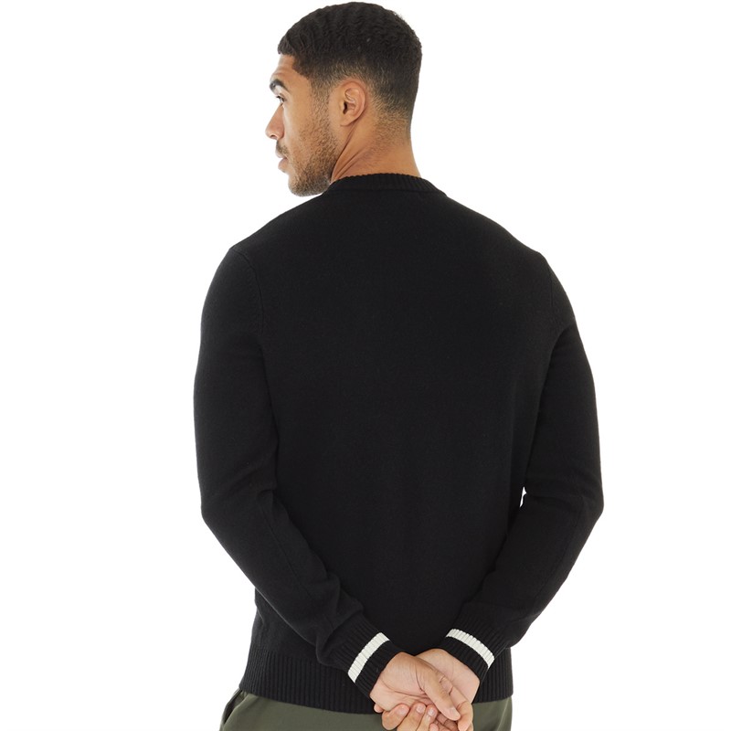 Fred Perry Mens Tipped Jumper Black
