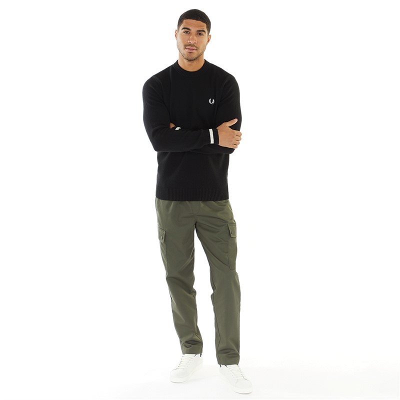 Buy Fred Perry Mens Tipped Jumper Black