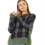 Fred Perry Womens Tartan Panel Jumper Black