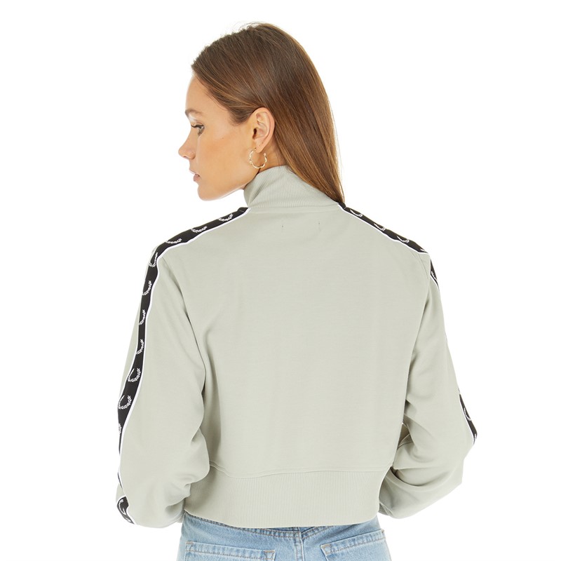 Buy Fred Perry Womens Cropped Taped Track Jacket Light Oyster