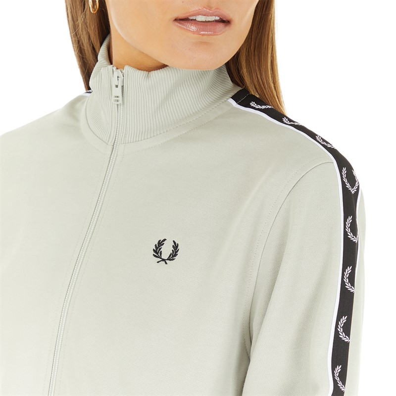 Buy Fred Perry Womens Cropped Taped Track Jacket Light Oyster