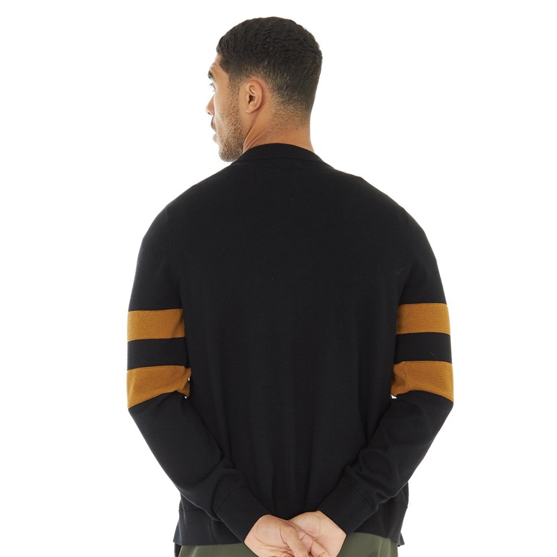 Fred Perry Mens Tipped Sleeve Cardigan Black/Gold