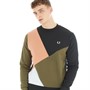 Fred Perry Mens Abstract Colour Block Sweatshirt Night Green