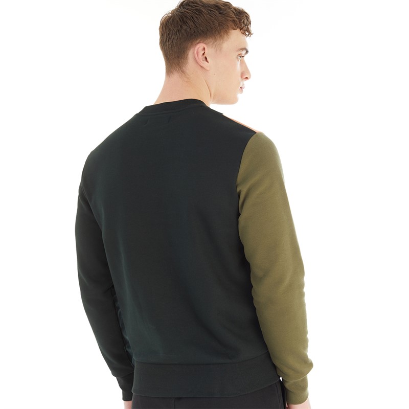 Fred Perry Mens Abstract Colour Block Sweatshirt Night Green