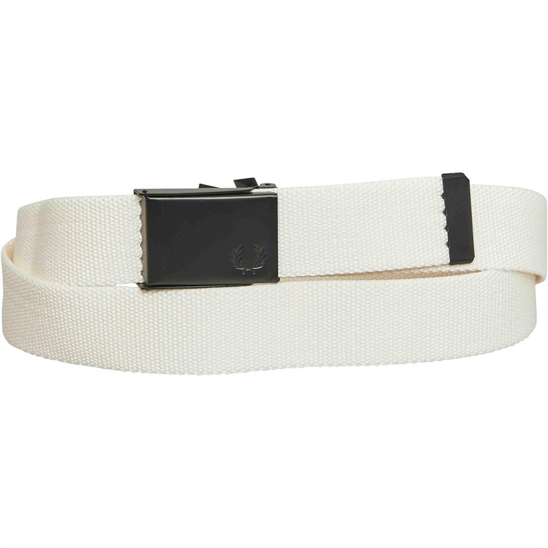 Fred Perry Mens Graphic Branded Webbing Belt Ecru