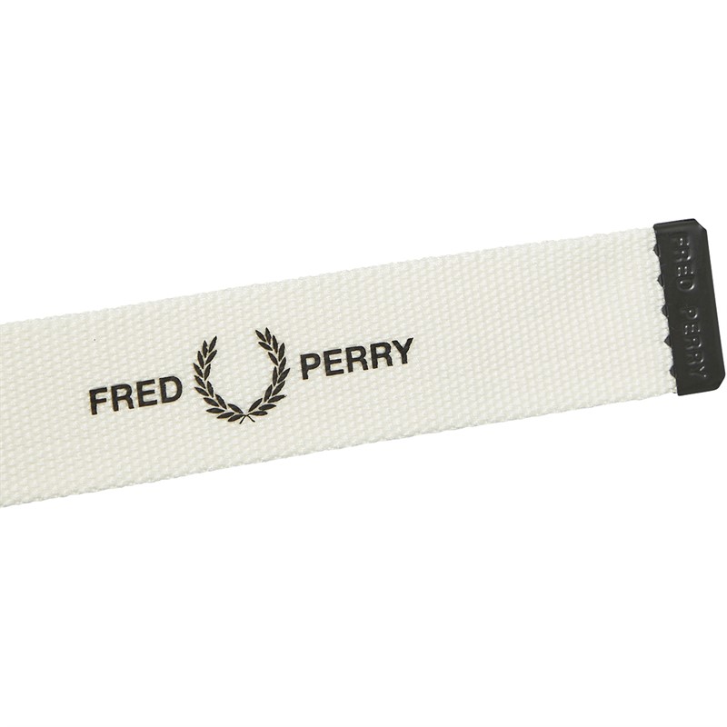 Fred Perry Mens Graphic Branded Webbing Belt Ecru