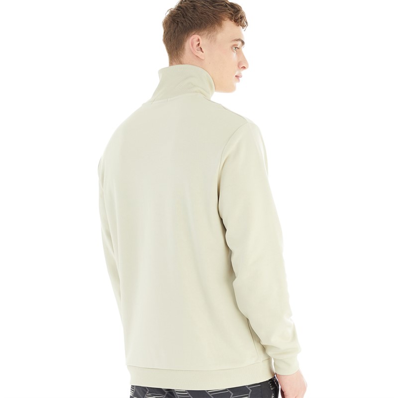 Fred Perry Mens Half Zip Rib Insert 1/2 Zip Sweatshirt Light Oyster