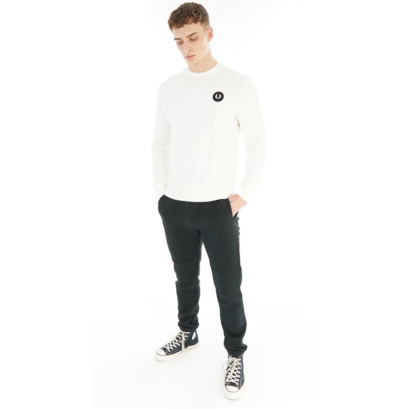 Fred Perry Mens Laurel Badge Sweatshirt Snow White