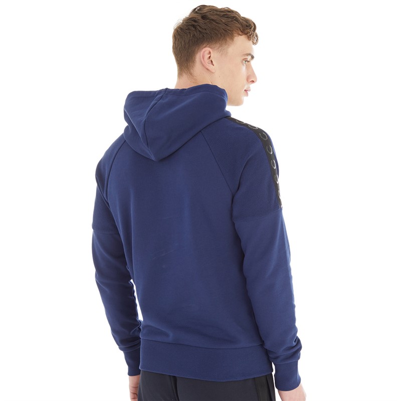 Fred Perry Mens Reverse Panel Circle Branded Hoodie French Navy