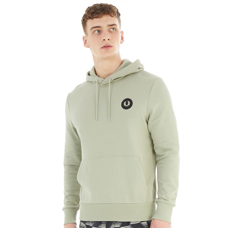 Fred Perry Mens Laurel Badge Hoodie Seagrass