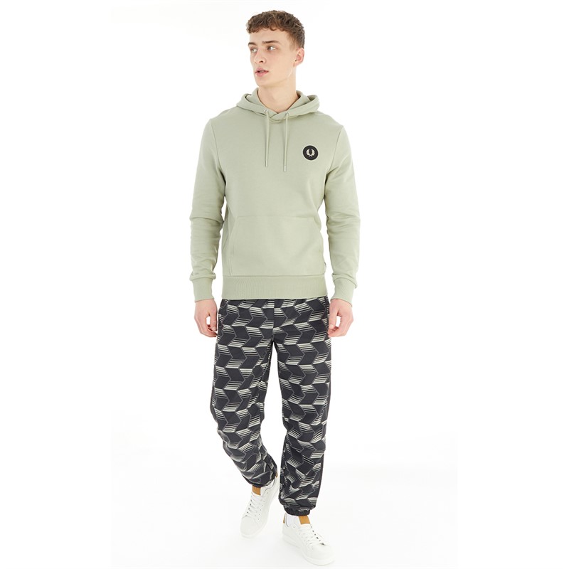 Fred Perry Mens Laurel Badge Hoodie Seagrass