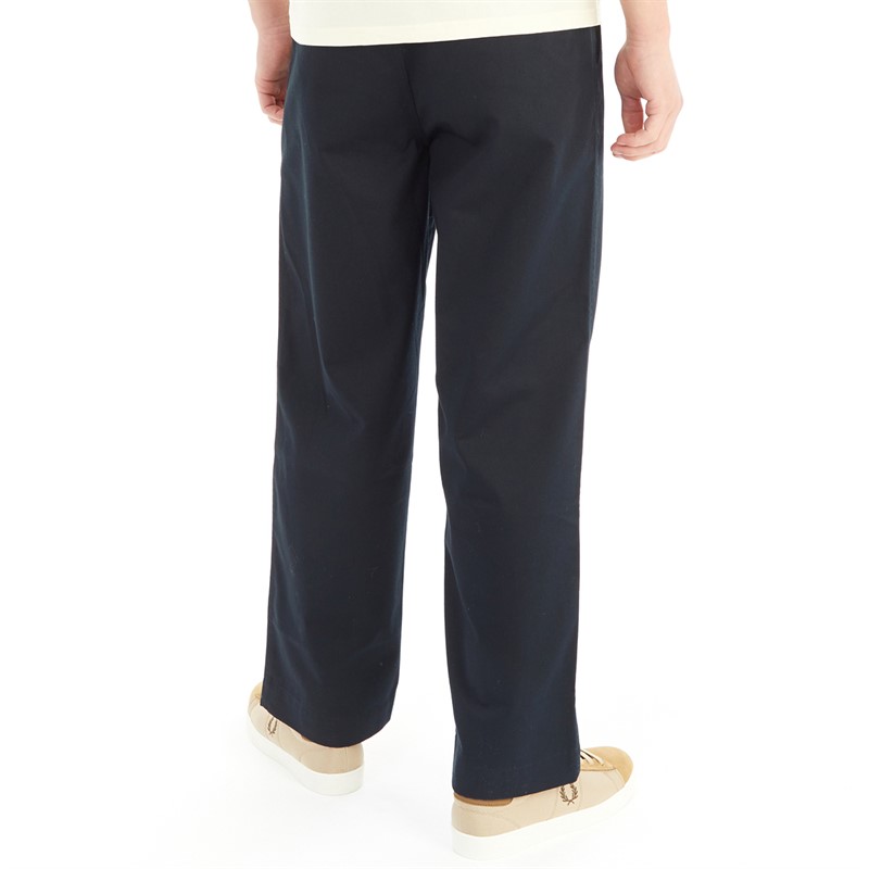 Fred Perry Mens Wide Leg Draw String Trousers Navy