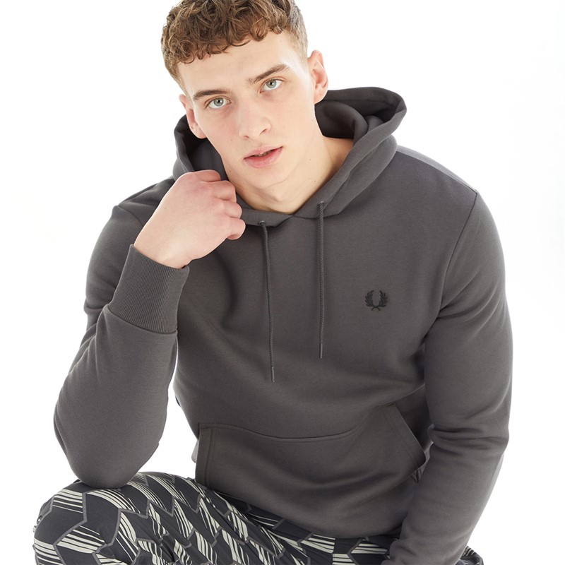 Fred Perry Mens Laurel Wreath Hoodie Gunmetal