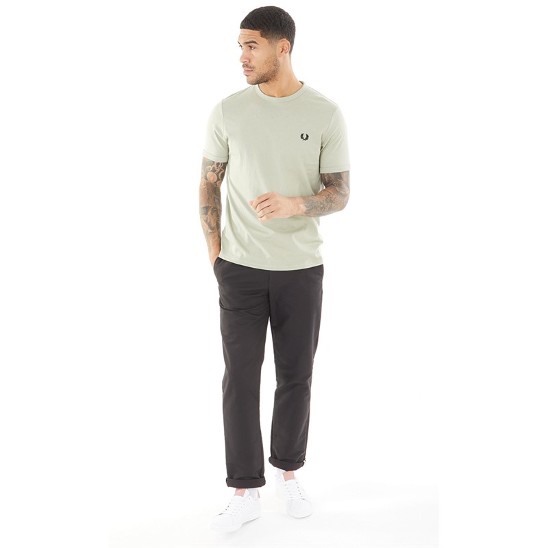 Fred Perry Mens Ringer T-Shirt Seagrass