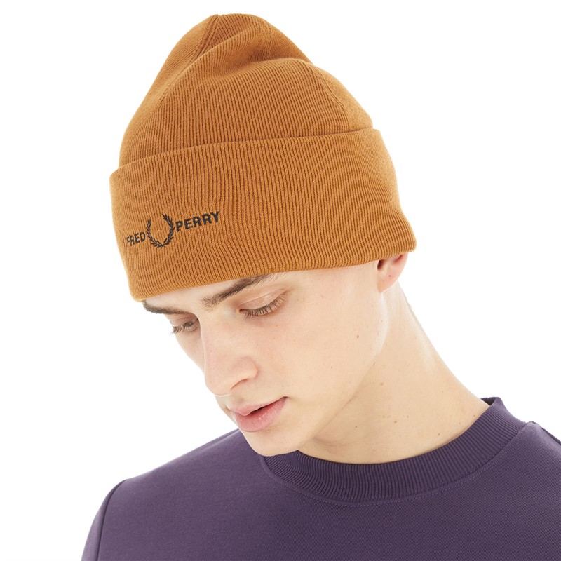 Fred Perry Mens Graphic Beanie Nut Flake