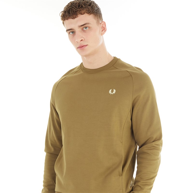 Fred Perry Mens Raglan Sleeve Tricot Sweatshirt Shaded Stone