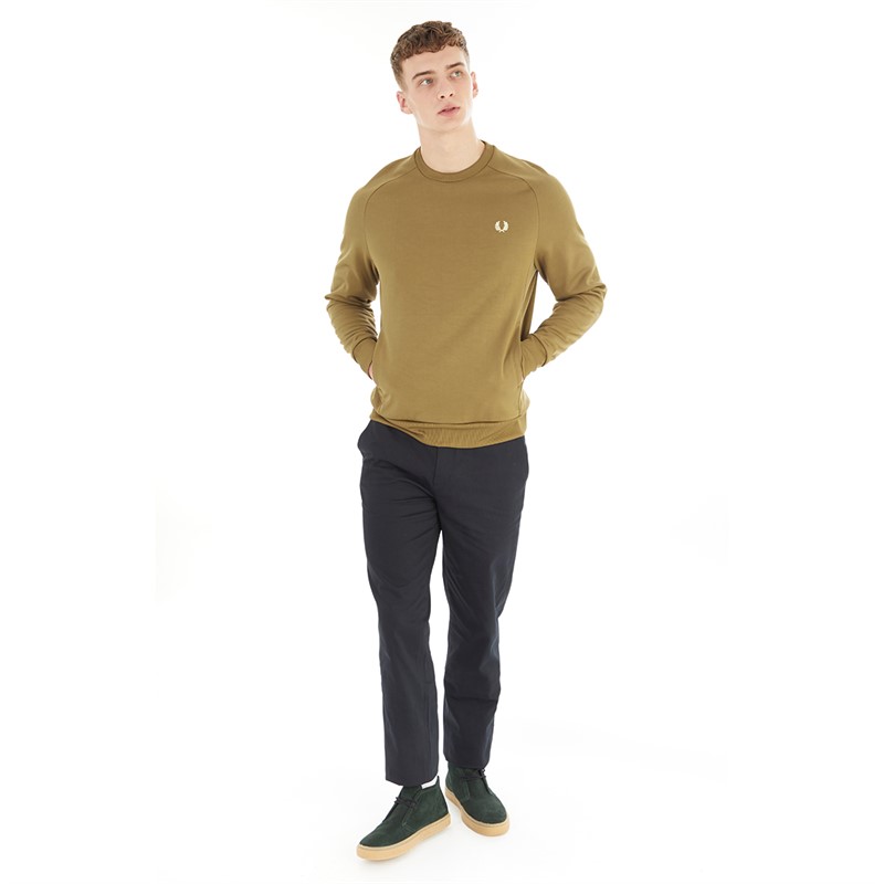 Fred Perry Mens Raglan Sleeve Tricot Sweatshirt Shaded Stone