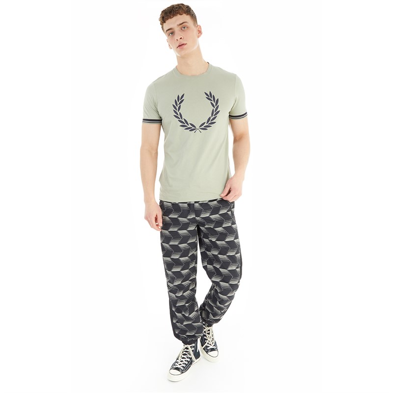 Fred Perry Mens Printed Laurel Wreath T-Shirt Seagrass