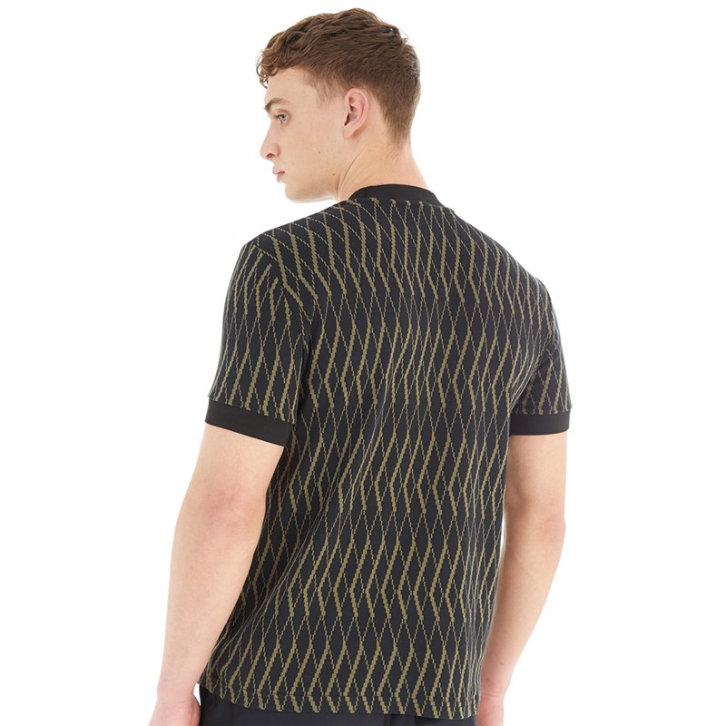 Fred Perry Mens Argyle Jacquard T-Shirt Black