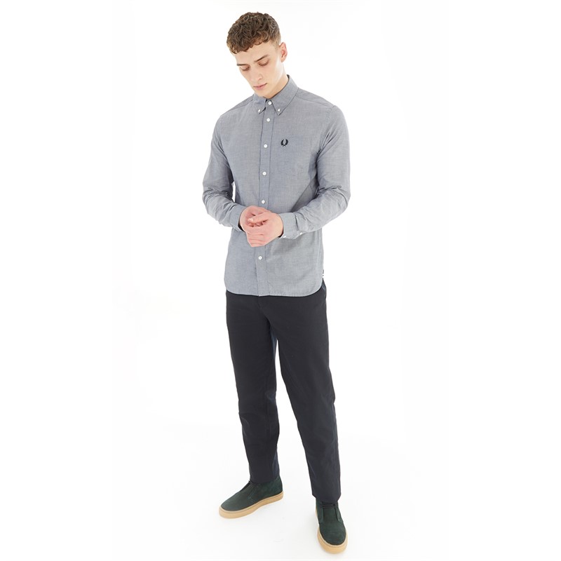 Fred Perry Mens Button Down Collar Shirt Black