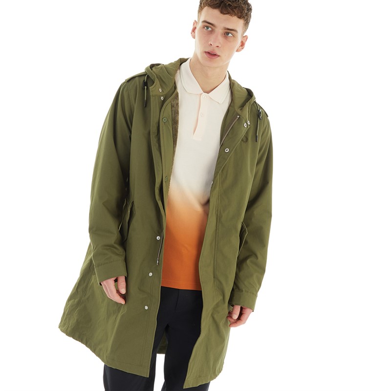 Fred Perry Mens Detachable Liner Parka Parka Green