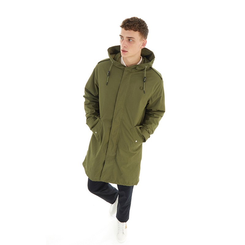 Fred Perry Mens Detachable Liner Parka Parka Green