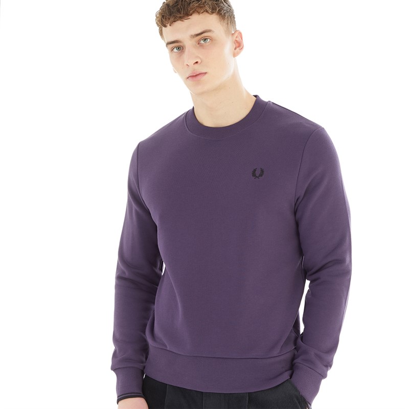 Fred Perry Mens Crew Neck Sweatshirt Purple Heart