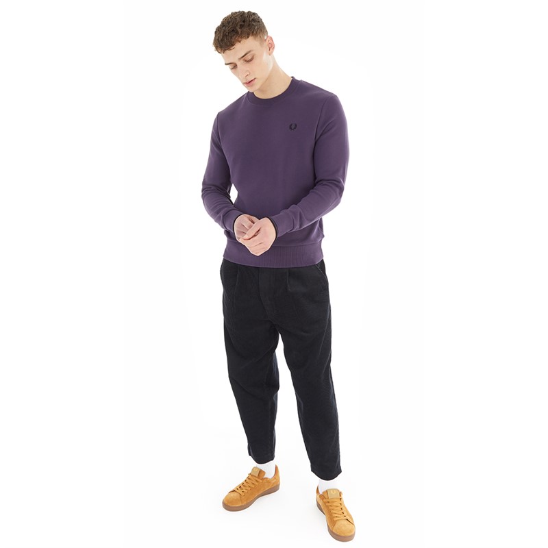 Fred Perry Mens Crew Neck Sweatshirt Purple Heart