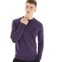 Fred Perry Mens Classic Crew Neck Jumper Purple Heart