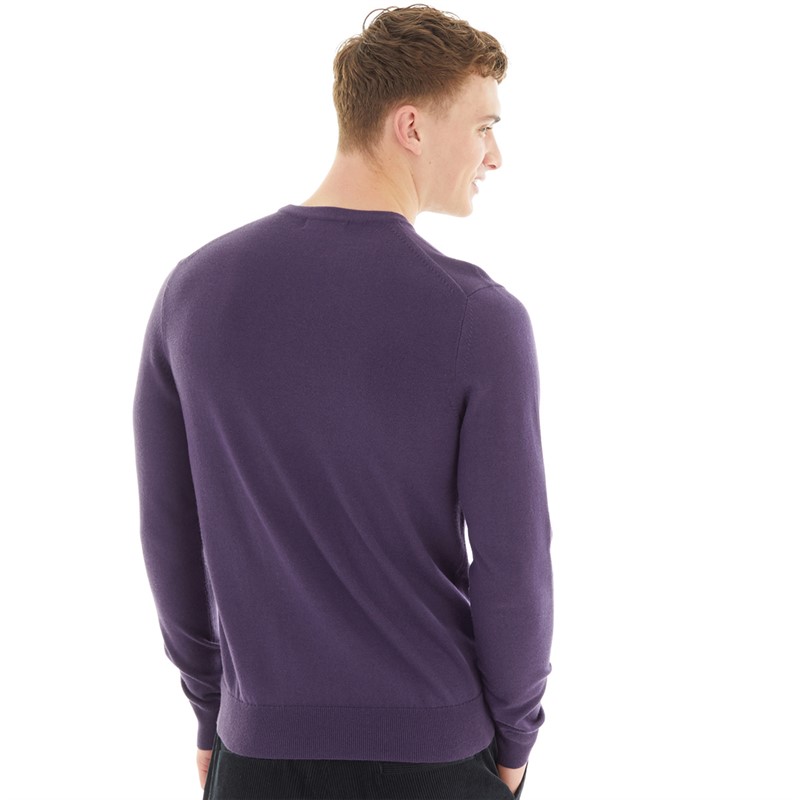 Fred Perry Mens Classic Crew Neck Jumper Purple Heart