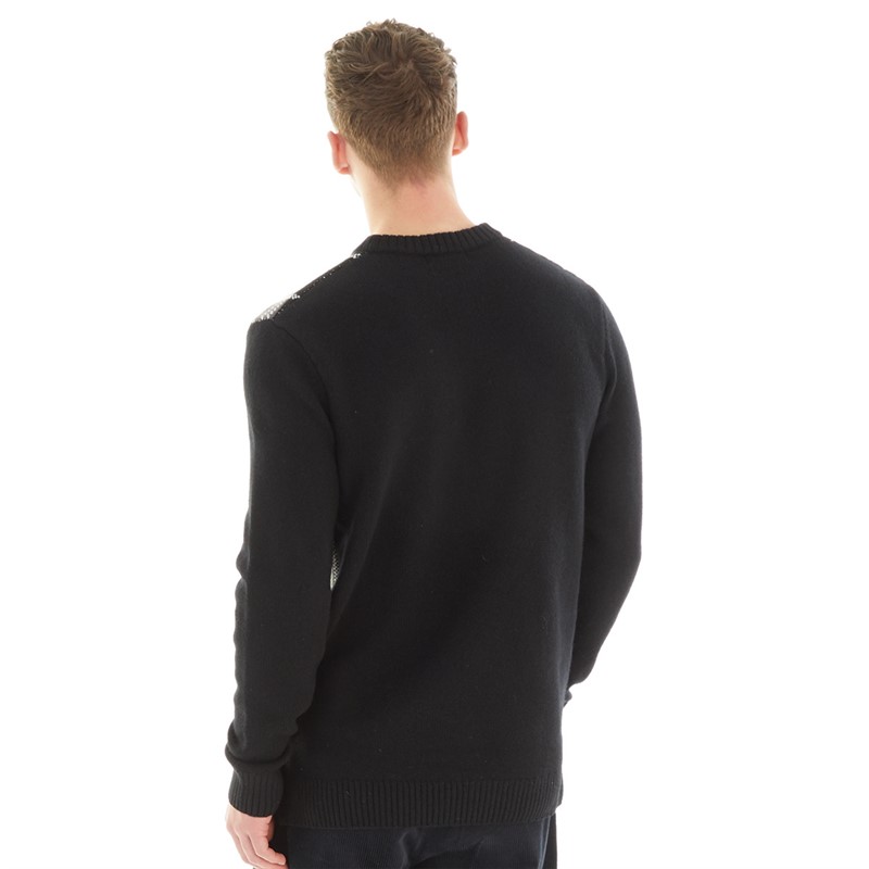 Fred Perry Mens Tartan Panel Jumper Black