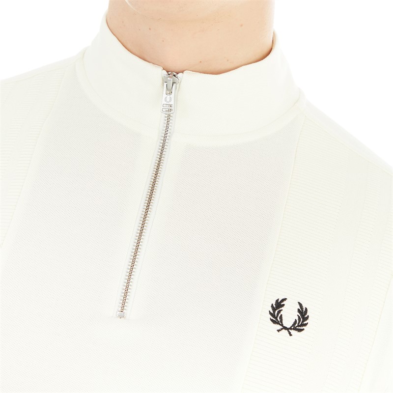 Fred Perry Mens Rib Insert Polo Ecru