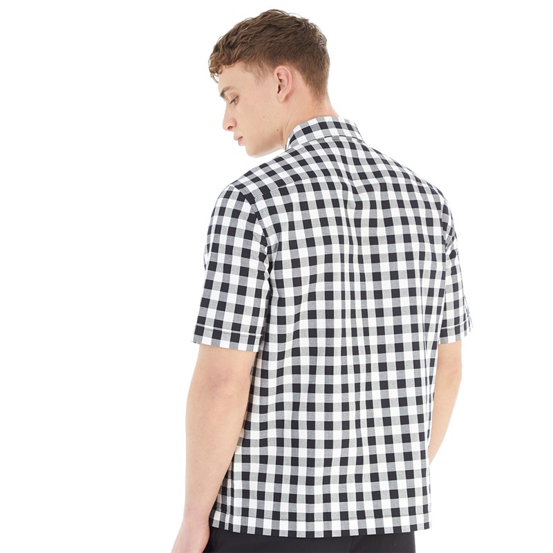 Fred Perry Mens Gingham Revere Collar Shirt Black