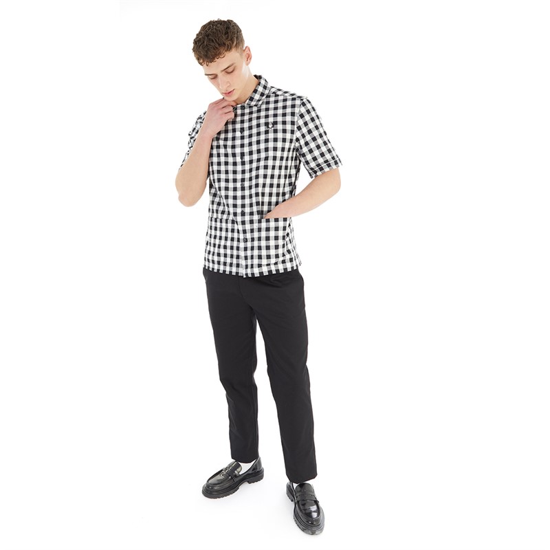 Fred Perry Mens Gingham Revere Collar Shirt Black