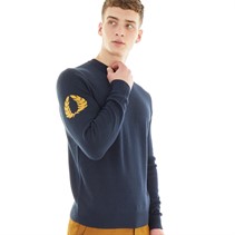 Fred Perry Mens Laurel Wreath Crew Neck Jumper Deep Carbon