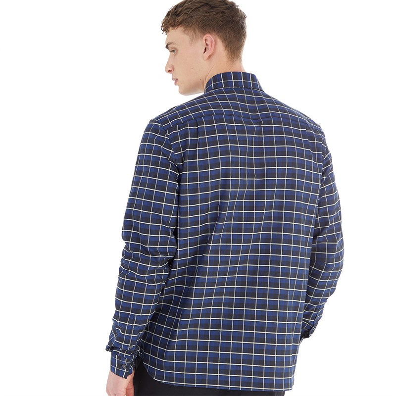 Fred Perry Mens Oxford Check Shirt French Navy