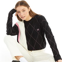 Fred Perry Womens Argyle Jumper Black