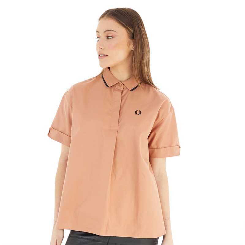 Fred Perry Womens Rib Collar Shirt Light Rust