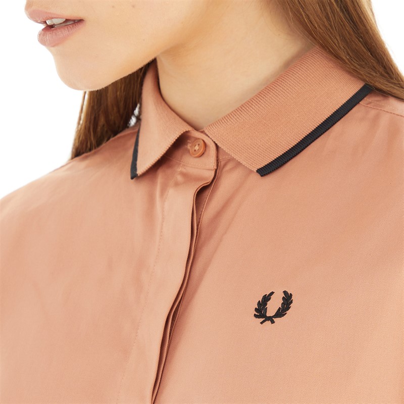 Fred Perry Womens Rib Collar Shirt Light Rust