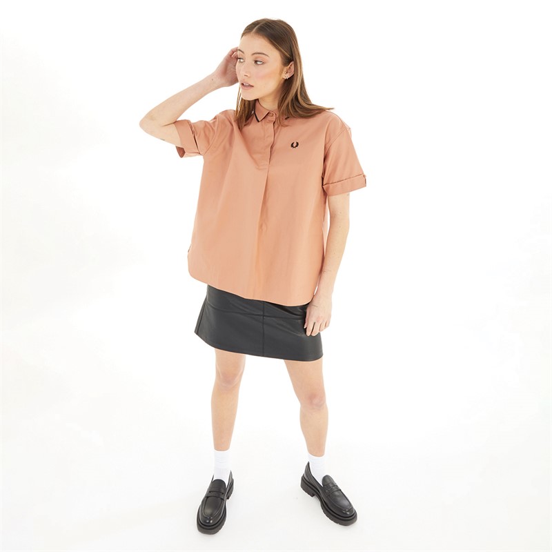 Fred Perry Womens Rib Collar Shirt Light Rust