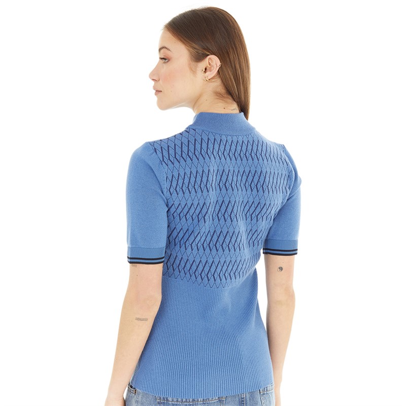 Fred Perry Womens Jacquard Knitted Jumper Twilight Blue