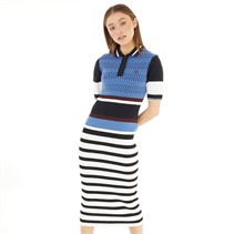 Fred Perry Womens Jacquard Knitted Stripe Dress Twilight Blue