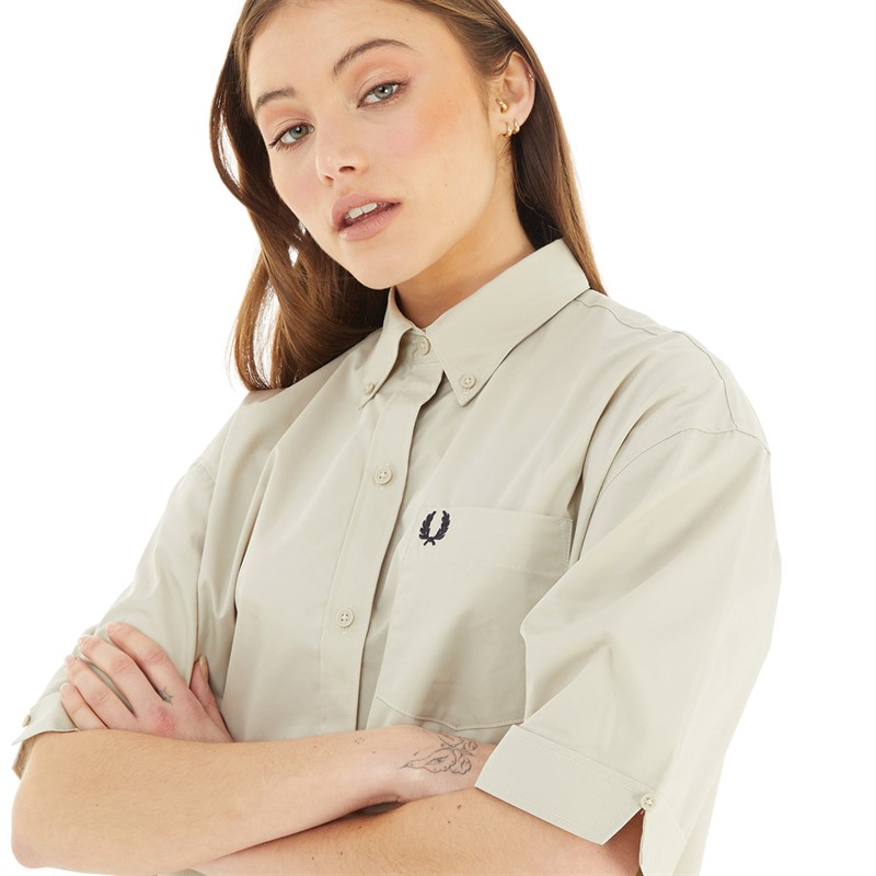 Fred Perry Womens Relaxed Shirt Dress Light Oyster