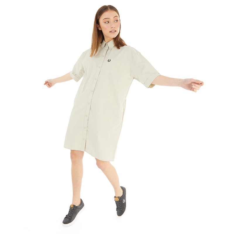 Fred Perry Womens Relaxed Shirt Dress Light Oyster