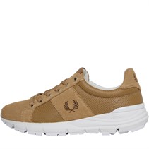 Fred Perry B723 Perf Leather/Suede Trainers Warm Stone