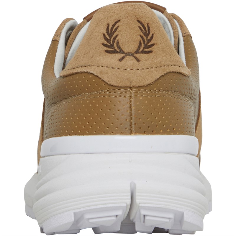 Fred Perry B723 Perf Leather/Suede Trainers Warm Stone