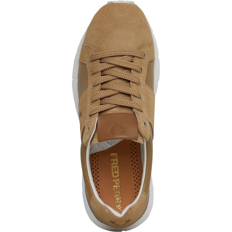 Fred Perry B723 Perf Leather/Suede Trainers Warm Stone