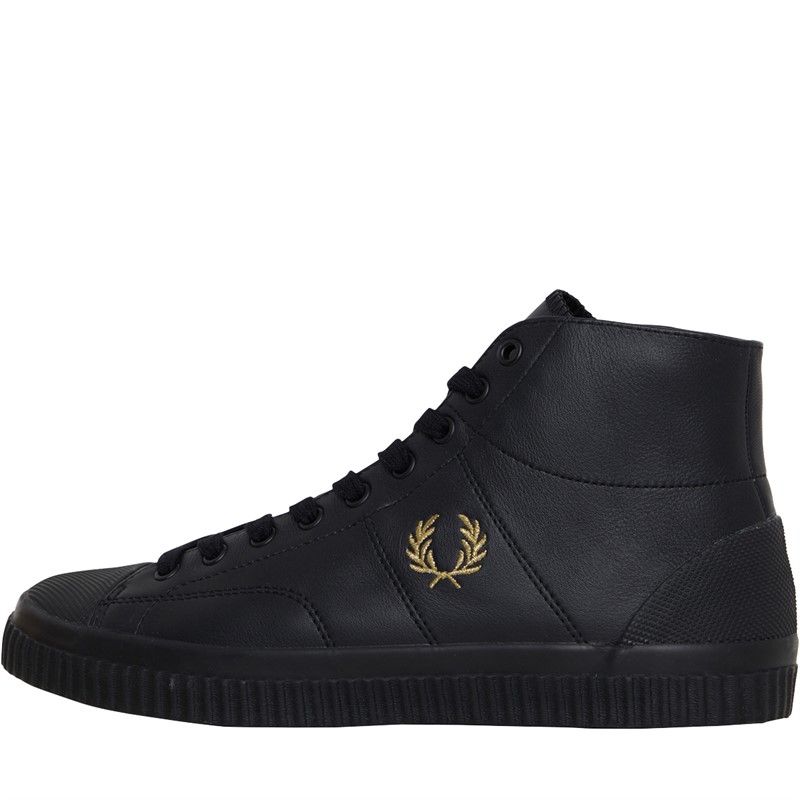 Fred Perry Hughes Mid Leather Trainers Black