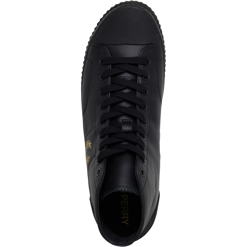 Fred Perry Hughes Mid Leather Trainers Black