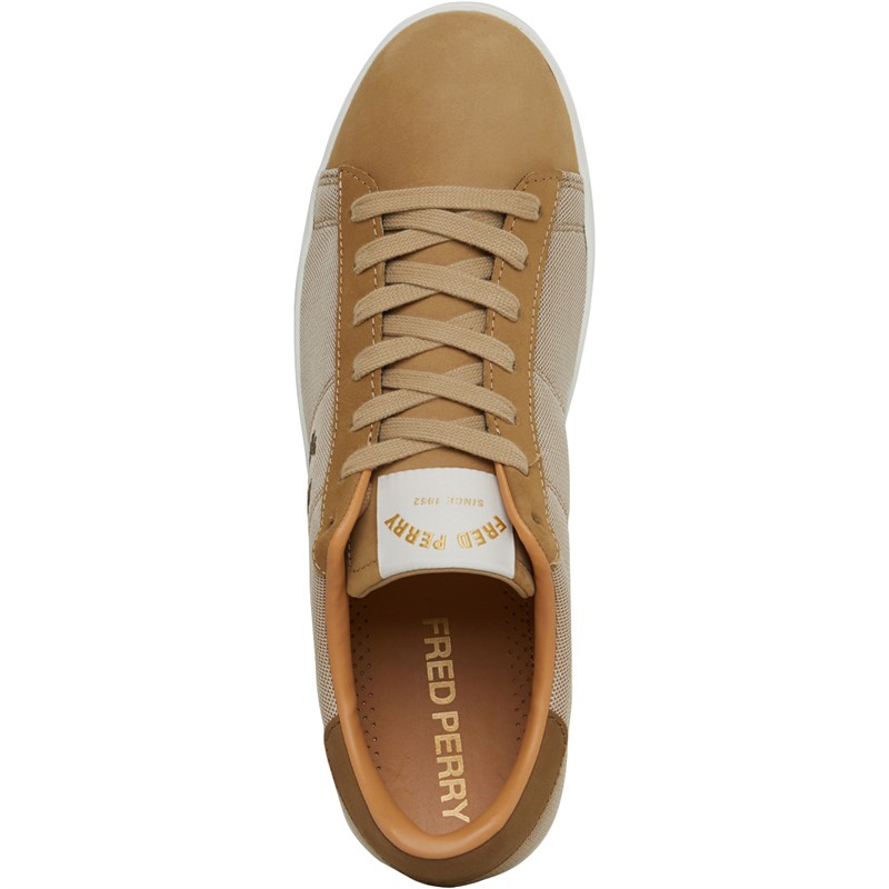 Fred Perry Spencer Mesh/Nubuck Trainers Warm Stone